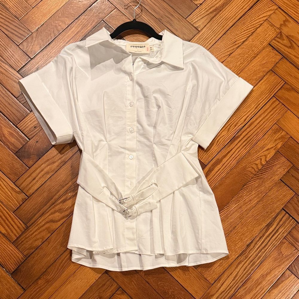 Anthropologie The Tobie Pleated Blouse by Exquise: Double-Buckle Edition - Picture 6 of 8